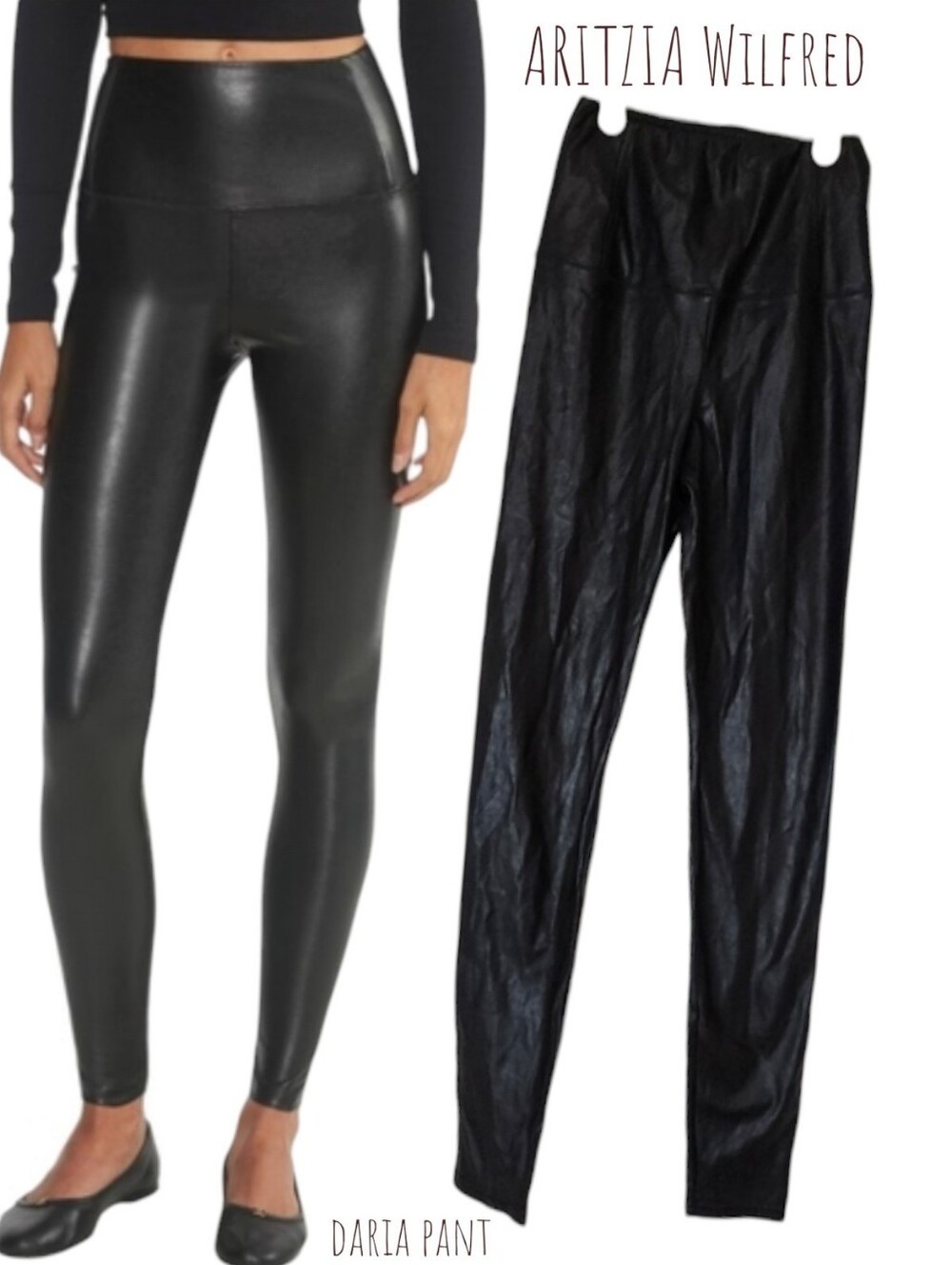 ARITZIA Wilfred Free Women daria pant High waist Black faux leather leggings xxs